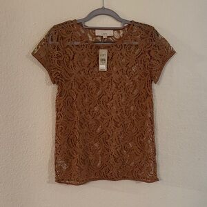 LOFT Tan Lace Blouse